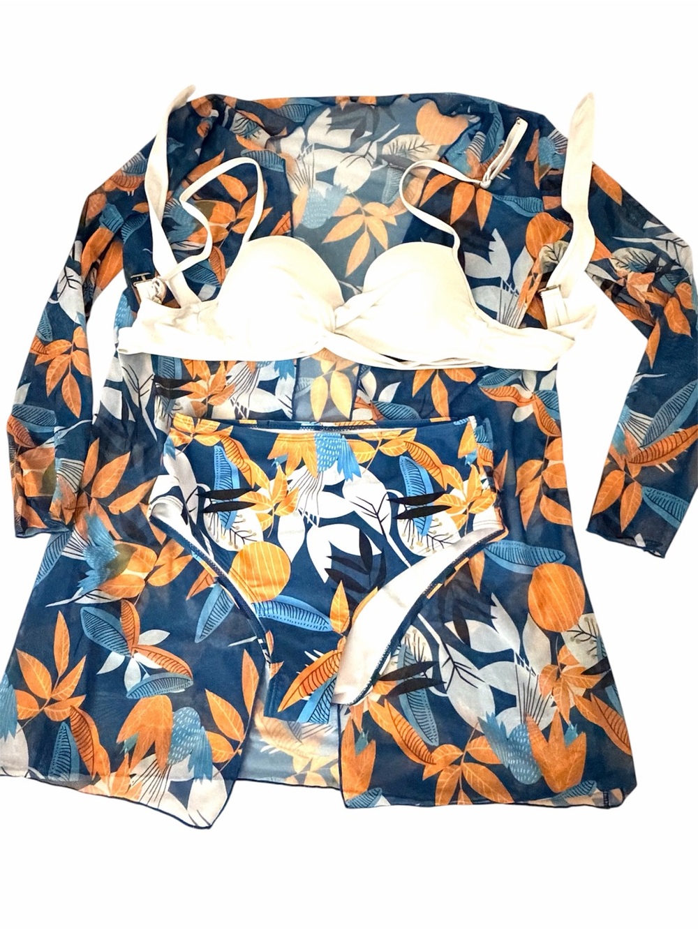 SHEIN Botanical Print 3 pc Underwire Bikini Set in Size S